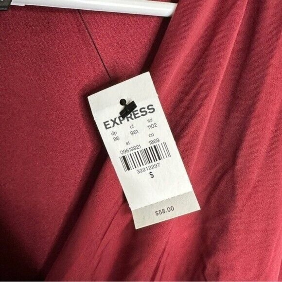 Express Silky V-Neck Ruched Top Burgundy Women’s Size Small - Picture 6 of 10